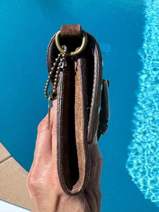 Coach SoHo studded suede signature clutch wallet vintage - Picture 12 of 17